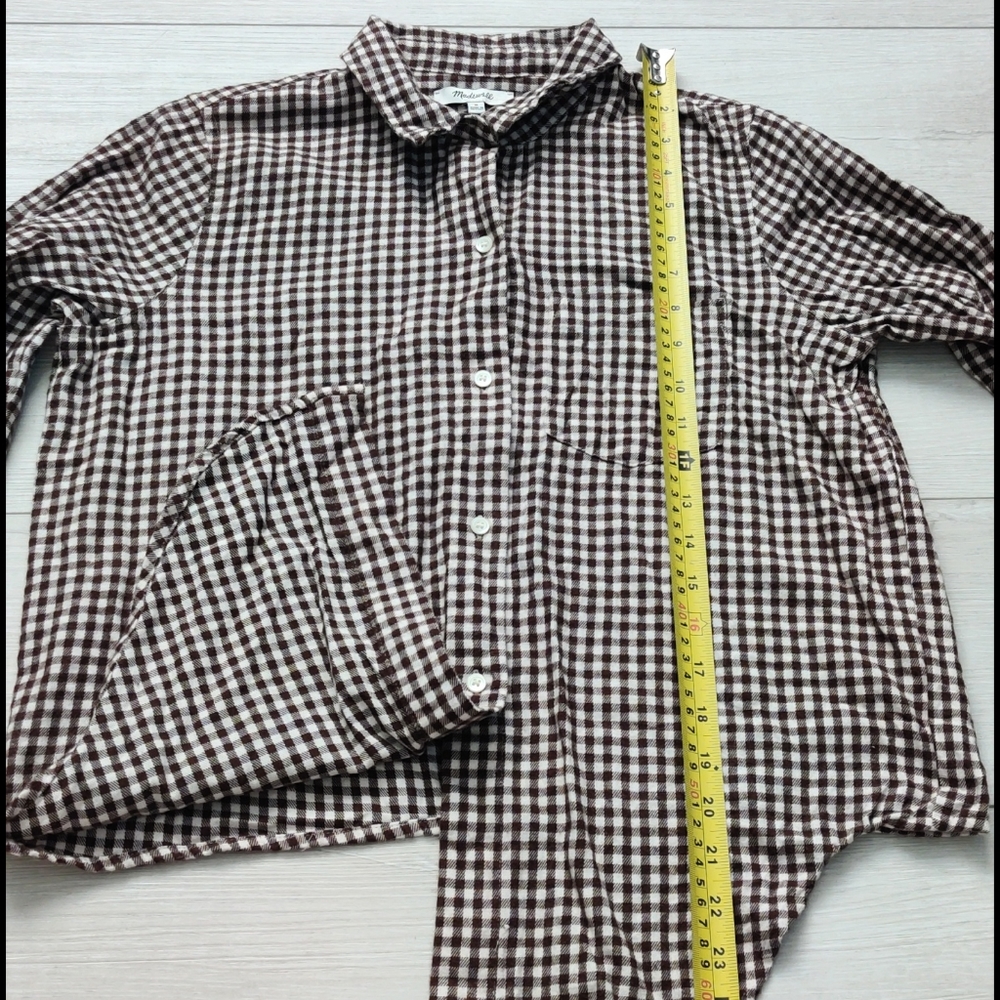 A) NWOT, Madewell flannel tie front plaid longsleeve - Picture 7 of 11
